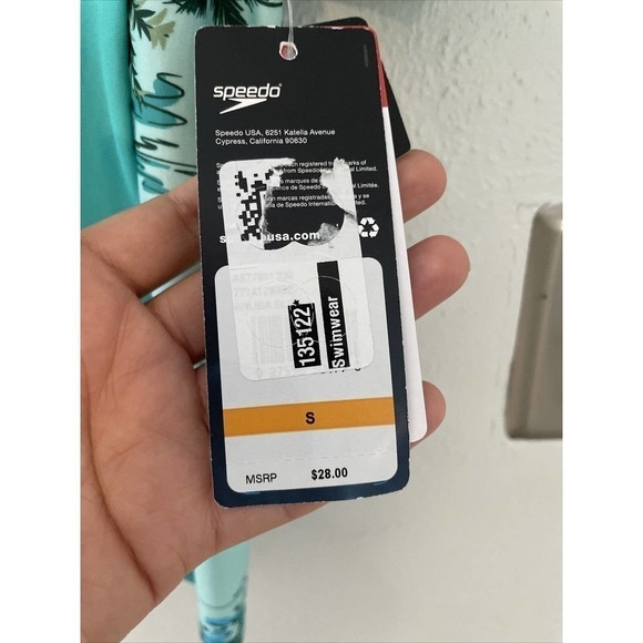 speedo Girl's UV Swim Shirt Short Sleeve Printed Rashguard Small Aruba Blue - Picture 3 of 5